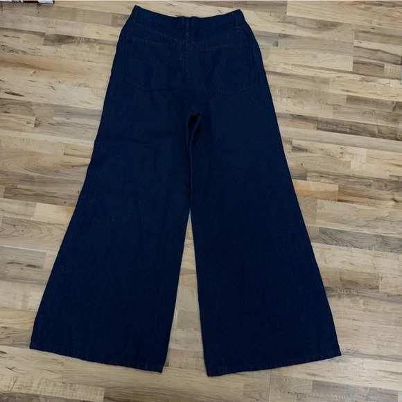 NWOT Free People We the Free Jeans Wide Leg High Waist 31 Dark Denim Linen Blend - Picture 4 of 10
